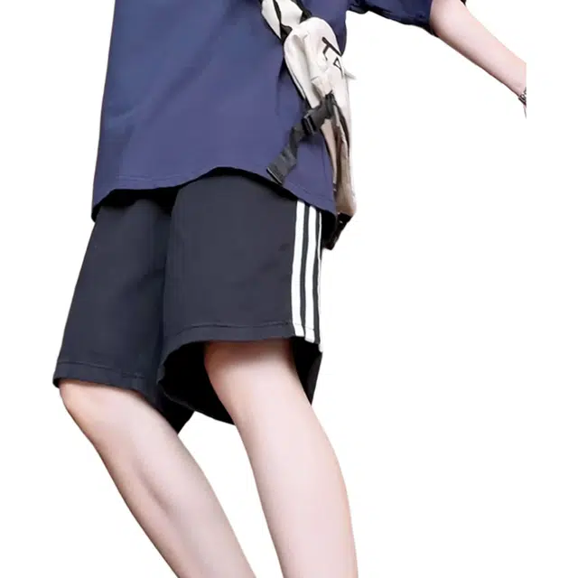 黑恐龙 美式条纹边水洗复古潮牌宽松休闲舒适亲肤牛仔短裤 男女同款