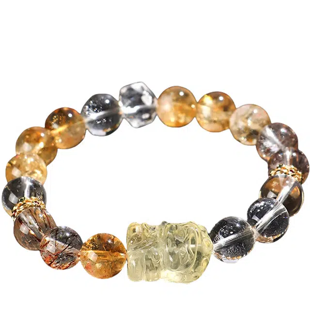 迈奇的礼物 好运招财 新中式国潮文艺清新甜美复古小众高级气质优雅百搭高颜值爆款处理 黄水晶 手串 男女同款情侣款