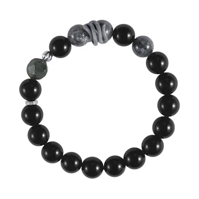 聆听花开 墨韵灵蛇年转运珠新中式复古本命年痞帅国潮高街 黑曜石 手串 男女同款情侣款