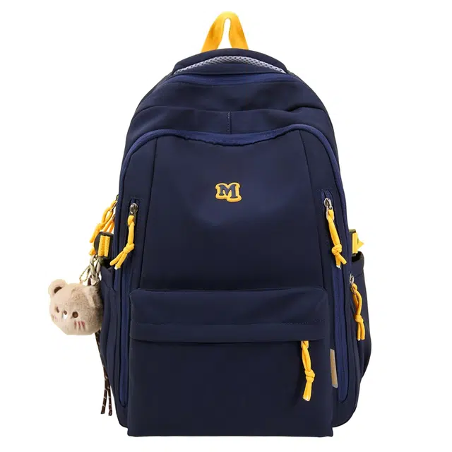 笛贝嘉 韩版简约纯色大容量旅行背包学生上课书包休闲通勤百搭 尼龙 双肩包 男女同款情侣款 多色