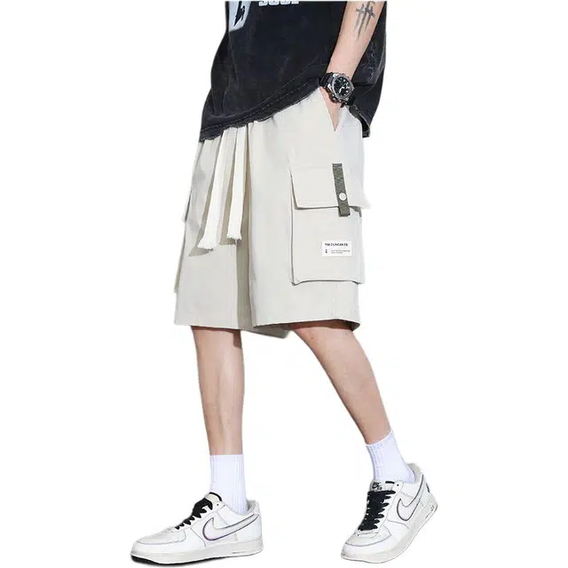 法文箱子 工装夏季宽松大码青少年速干五分时尚轻松简约休闲短裤 男款