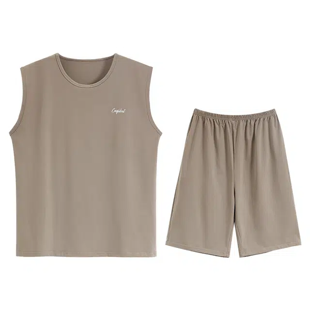 向薇 圆领无袖短裤凉感薄款家居服睡衣套装 男款