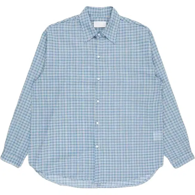 一碗士多 韩系小众格子慵懒风宽松休闲轻薄防晒长袖衬衫 女款