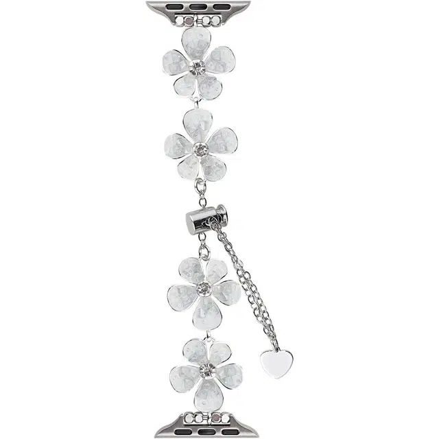 老佳 苹果适用 手表表带 金属材质 碎石花拉链表带男女通用