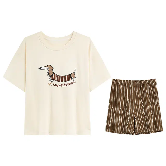 向薇 短袖带胸垫可爱风家居服睡衣套装 女款