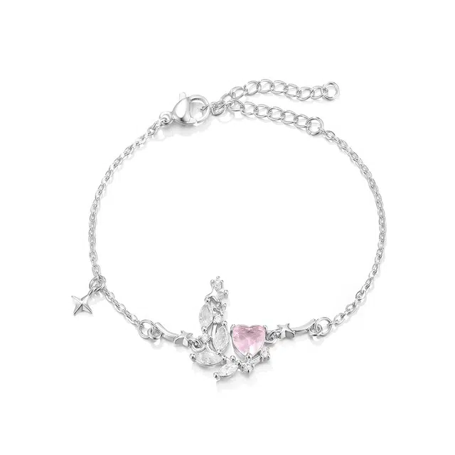 珂里 甜美多巴胺花环粉爱心小清新气质小众设计轻奢闪耀百搭 合金 手链 女款