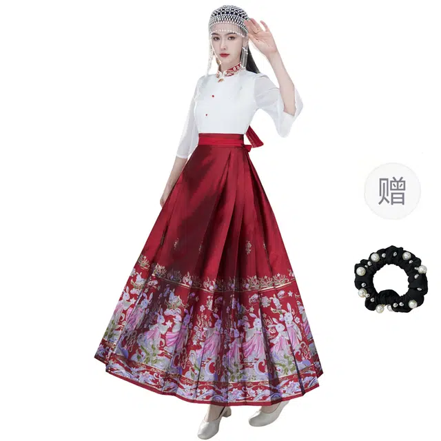 雾闪闪 新中式国风刺绣设计感衬衫一片式高端织金妆花马面裙裙装套装 女款