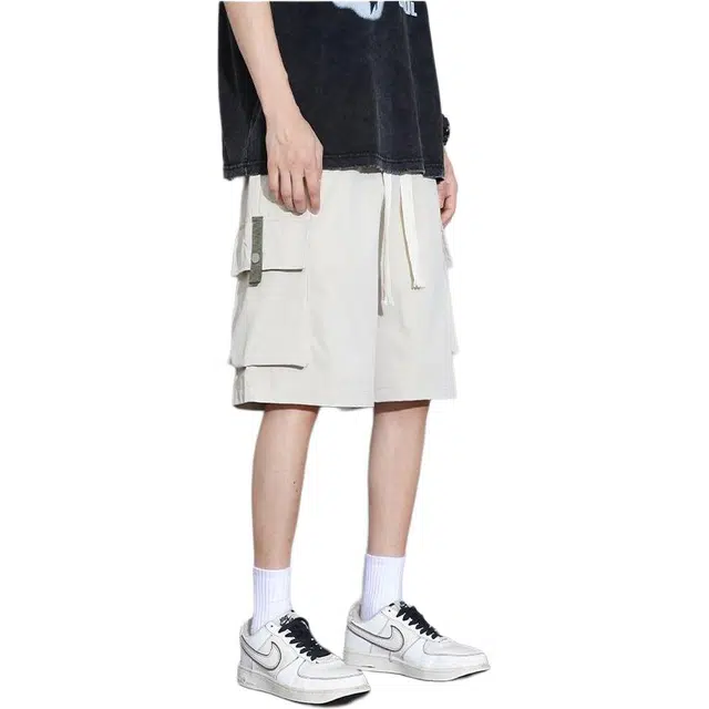 法文箱子 工装夏季宽松大码青少年速干五分时尚轻松简约休闲短裤 男款