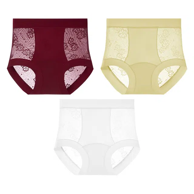 二三二三 透气吸汗防夹臀不卡档无痕亲肤柔软抑菌舒适高腰高弹短裤显瘦纯欲性感拼接蕾丝轻奢时尚百搭内裤 女款