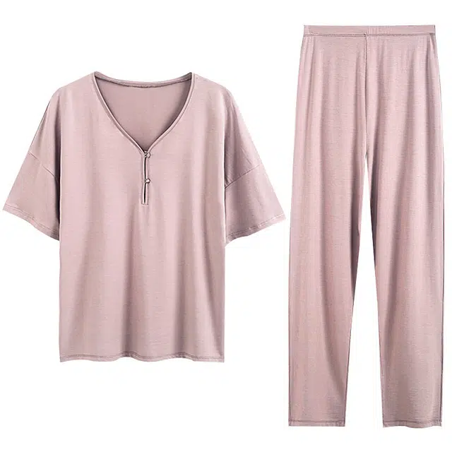 潞优野 短袖薄款时尚休闲舒适睡衣套装 女款