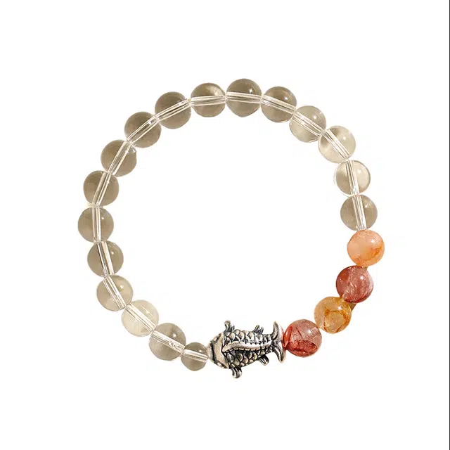 迈奇的礼物 好运锦鲤 复古轻奢小众高级感精致简约饰品定情信物气质百搭高颜值处理 白水晶 手串 女款