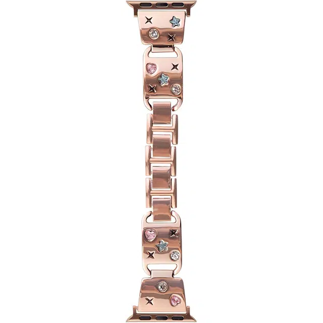 老佳 苹果适用 手表表带 金属材质 星芒钻环扣弯片金属表带男女通用