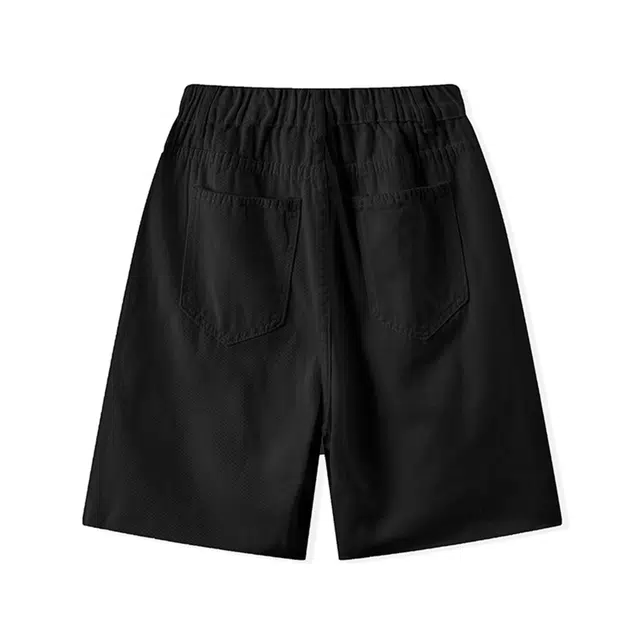 黑恐龙 美式复古简约基础宽松百搭舒适柔软时尚直筒休闲五分牛仔短裤 男女同款