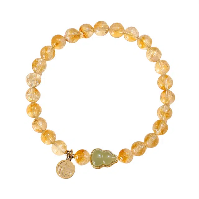 迈奇的礼物 新中式福禄 转运国潮文艺清新甜美复古小众高级气质优雅百搭高颜值处理 黄水晶 手串 男女同款情侣款