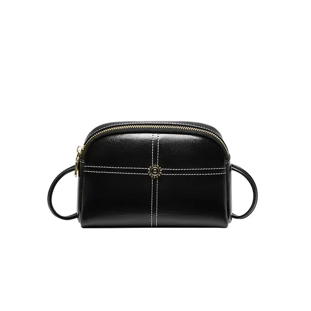 纳兰杜 简约休闲软皮妈妈款百搭时尚 牛皮 手机包单肩斜挎包 迷你 女款 子夜黑