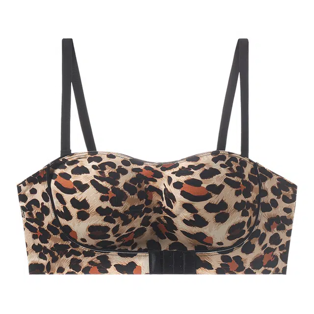 二三二三 透气吸汗聚拢有型防下垂亲肤柔软可调节肩带舒适侧收副乳豹纹纯欲美背时尚百搭日常通勤性感运动文胸 女款