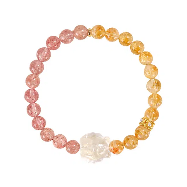 迈奇的礼物 轻奢小众高级感精致简约气质百搭处理 草莓晶 手串 男女同款情侣款