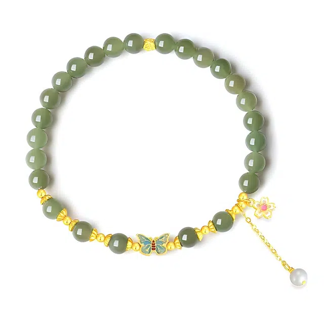 潮宏基 蝴蝶 新中式国潮 森系甜美可爱小清新 温柔优雅高贵显气质 精致时尚轻奢高级感#好运天然 玉髓 手串 女款