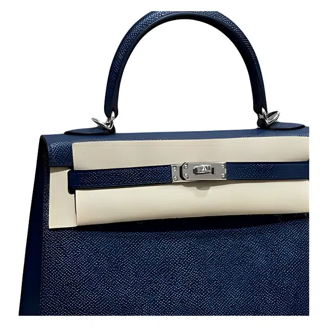 HERMES Kelly 25 Epsom 7U Navy