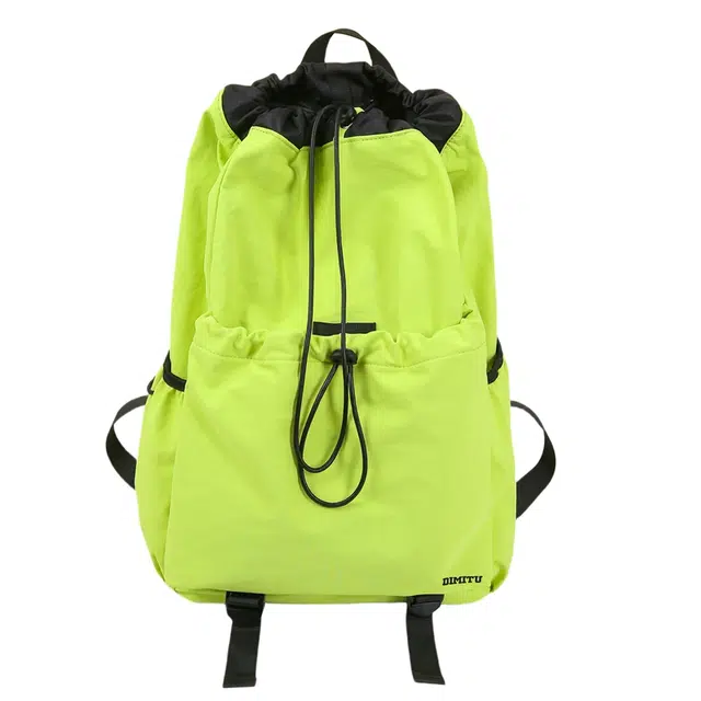 笛贝嘉 韩版简约抽绳大容量户外旅行 尼龙 双肩包 常规 男女同款情侣款 多色