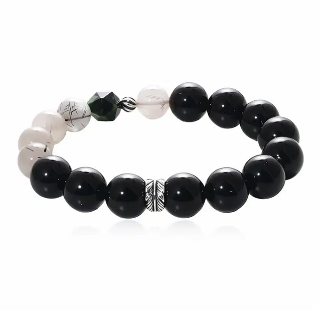 尚仟伊 【前程似锦 水逆绝缘体】暗影之翼 高级感平安纳福小众百搭款诸事顺利周年礼盒#好运 黑曜石 手串 男款