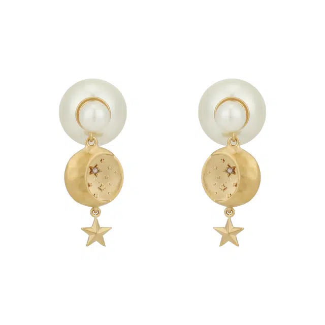 DIOR Snake Year Limited Moon Star Earrings Gold