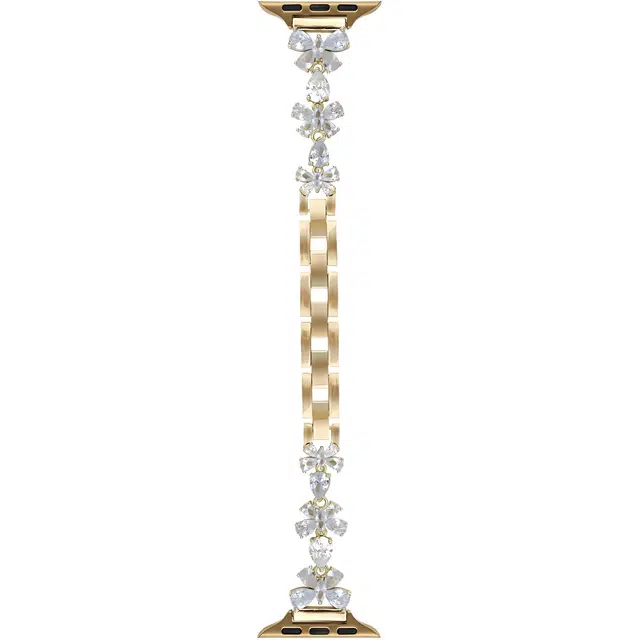 老佳 苹果适用 手表表带 金属材质 蝴蝶锆石铜链金属表带男女通用