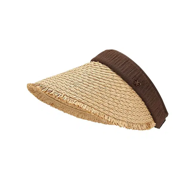 艾佳微 夏季透气游玩出片大帽檐沙滩户外可折叠百搭显脸小遮阳 拉菲草 防晒帽 男女同款情侣款