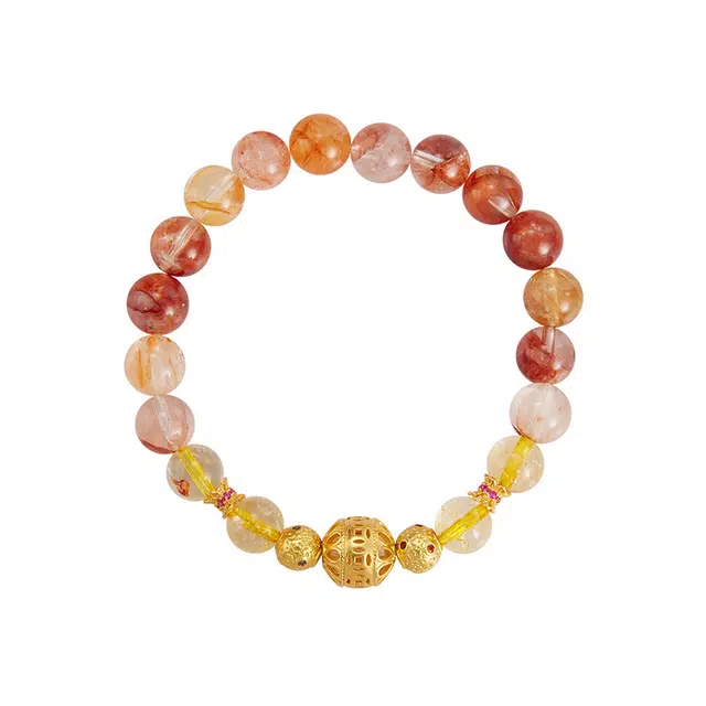 心草 财气生辉 招财进宝 新中式轻奢时尚高级感显气质 优雅精致小众设计感日常百搭天然 黄水晶 手串 女款