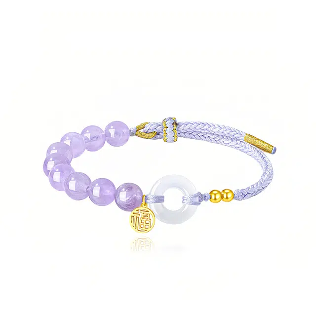 克兰茜 招财纳福 紫阙半韵转运编织绳 新中式小众国风轻奢福牌设计 日常通勤诸事顺利精致经典百搭 精美礼盒 可调节 好运 织物 手绳 女款