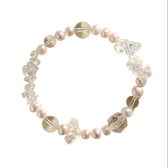 迈奇的礼物 碎碎冰高级感 新中式国潮文艺清新甜美复古小众气质优雅百搭高颜值爆款处理 白水晶 手串 男女同款情侣款