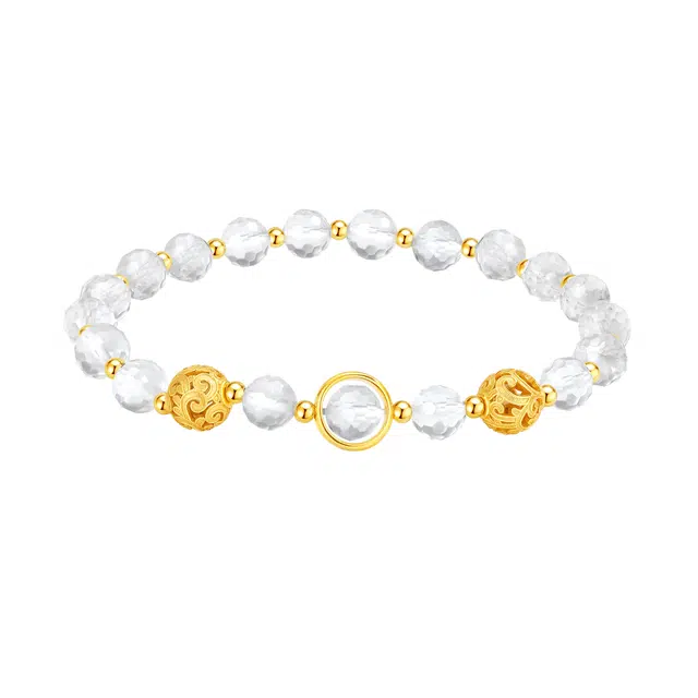 珍·尚银 中国黄金【净化磁场】思维专注 时来转运 学业有成 上岸 新中式 手串 小众轻奢设计礼盒天然 白水晶 手串 女款