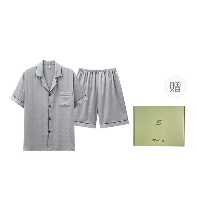 俞兆林 薄款凉感短袖短裤两件套休闲家居夏季睡衣礼盒 男款