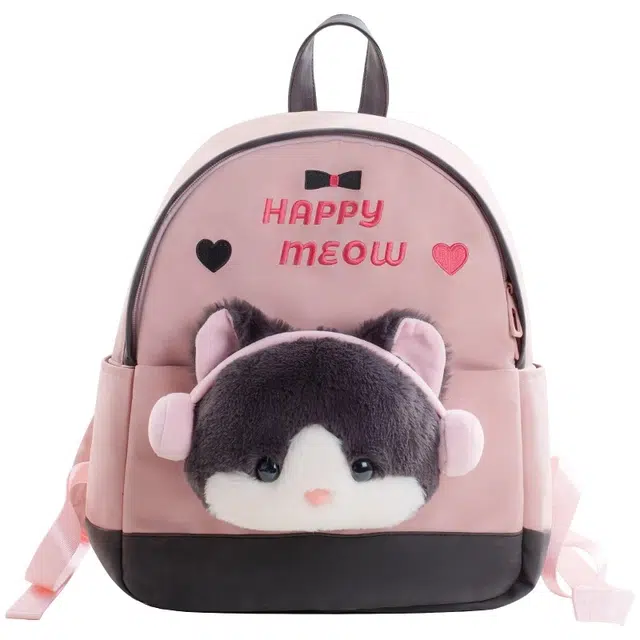 抱竹 可爱小熊时尚潮流百搭 麂皮 双肩包 中号 女款 蓝棕/蓝白拼色/粉色