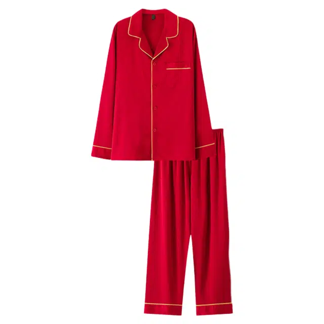 潞优野 舒适时尚休闲居家长袖长裤夏季睡衣套装 男女同款