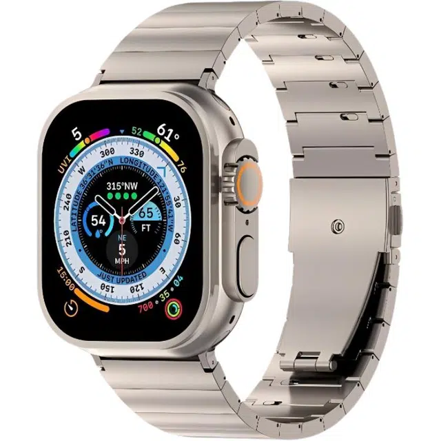 老佳 苹果适用 手表表带 钛金属材质 一珠快拆跳扣钛带男女通用