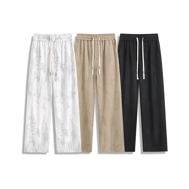 欧路得 扎染潮牌高级感痞帅速干直筒裤宽松垂感阔腿裤子休闲裤 男款