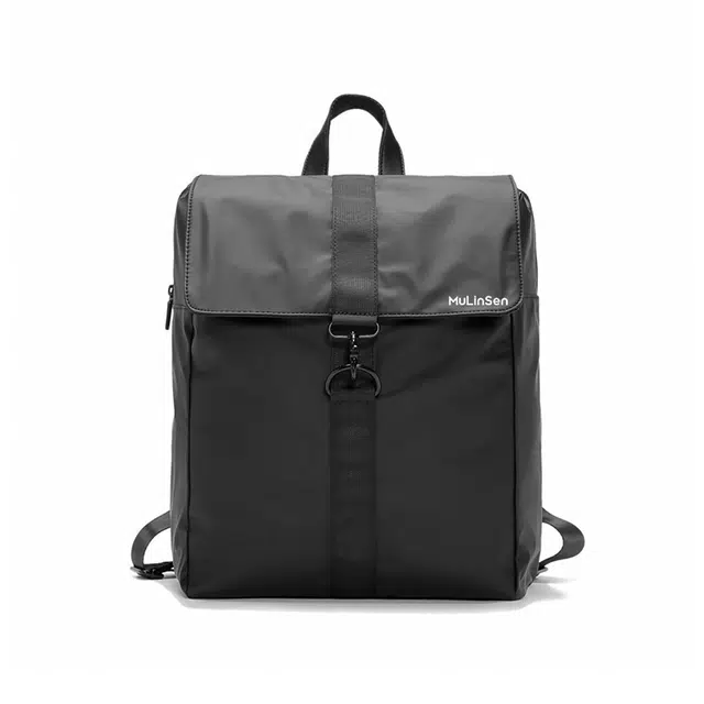 木林森 时尚简约大容量通勤轻便多功能 尼龙 双肩包 常规 男女同款情侣款 黑色