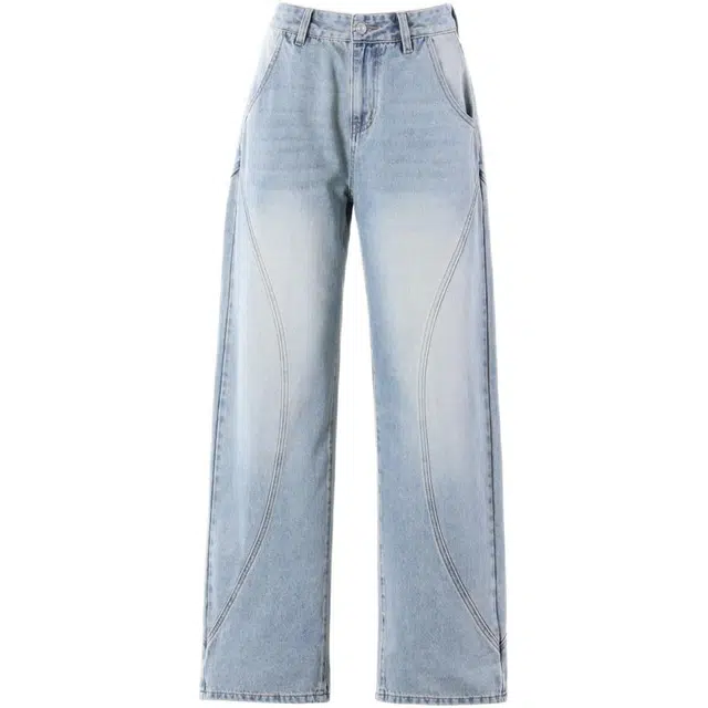 玫丝朵 宽松舒适纯色牛仔裤 女款 浅蓝
