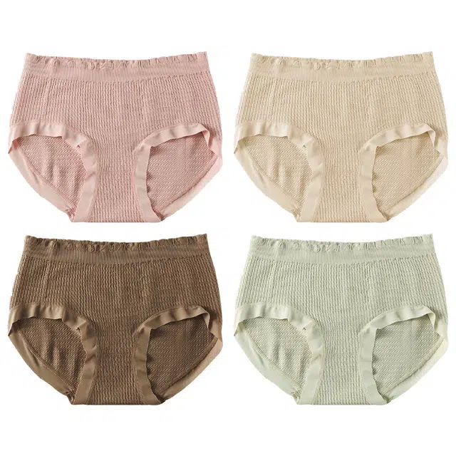 莫代尔 简约纯色无痕棉裆裸感内裤柔软细腻透气亲肤三角内裤轻薄隐形百搭舒适不紧勒短裤 女款