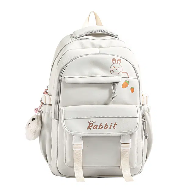 帕克熊 纯色字母卡通兔子印花轻便学生 尼龙布 书包背包双肩包 女款 多色