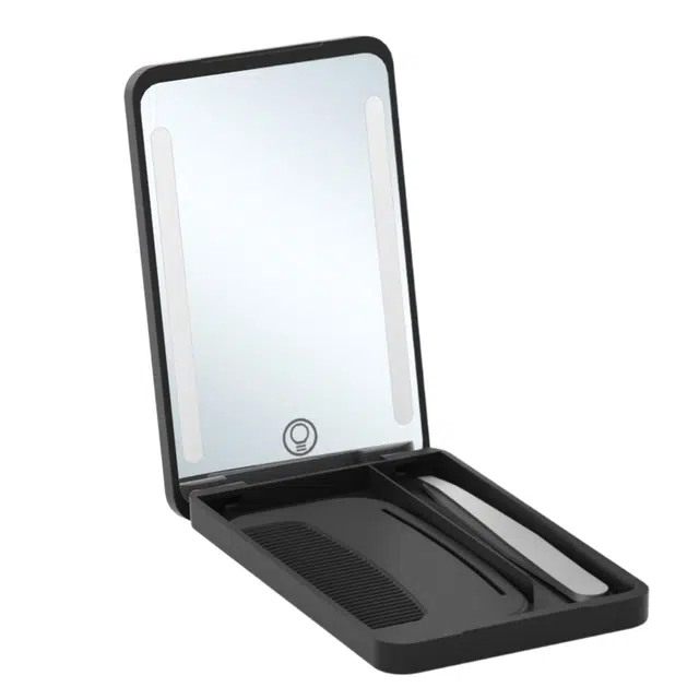 艾情草之恋 便携带灯化妆镜子 轻便多功能折叠镜子