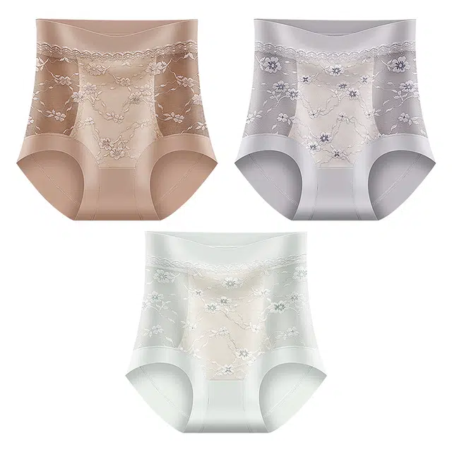 二三二三 透气吸汗防夹臀不卡档无痕亲肤柔软抑菌舒适高腰未收腹高弹短裤新中式优雅轻奢知性时尚百搭海棠花内裤 女款