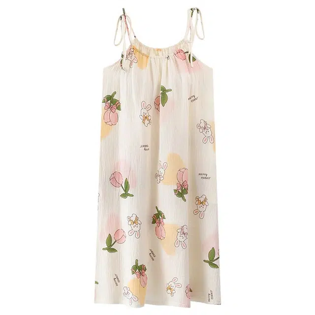 顶瓜瓜 带胸垫无袖舒适简约亲肤面料家居服夏季睡裙 女款