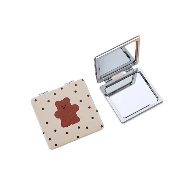 未来枫情 熊化妆镜子桌面随身便携折叠镜子高级感