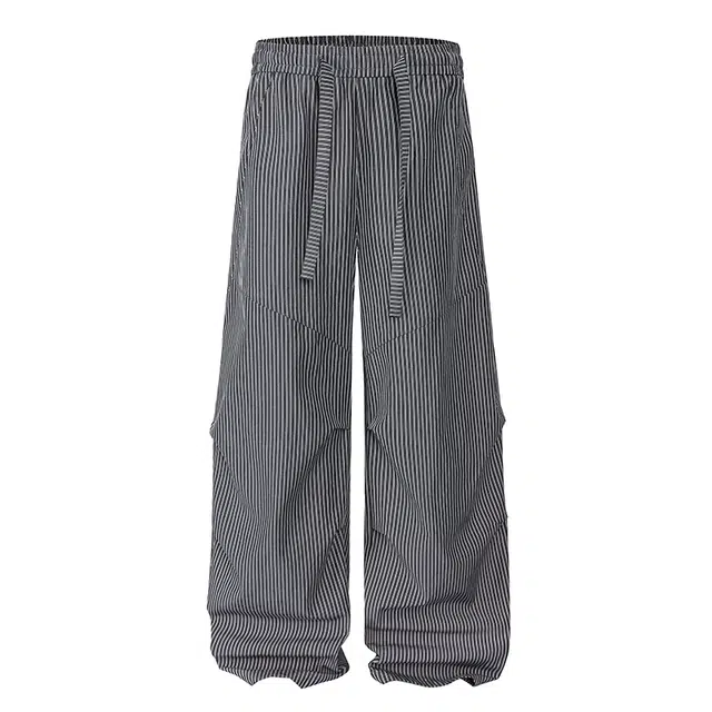 欧路得 美式竖条纹伞兵薄款宽松凉感速干直筒运动长裤子休闲裤 男款