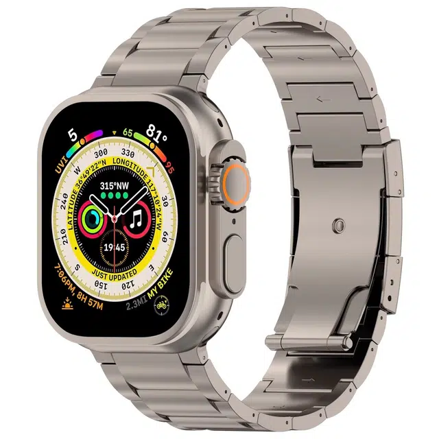 老佳 苹果适用 手表表带 金属材质 三珠纯钛表带男女通用