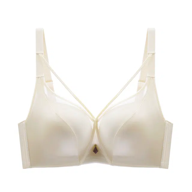 浪莎 绸缎拼接网纱无痕聚拢收副乳防下垂文胸 女款