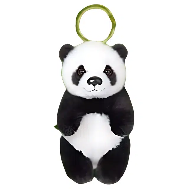 中国国家地理 时尚可爱大熊猫 毛绒 包挂件包周边 男女同款情侣款 黑色拼白色