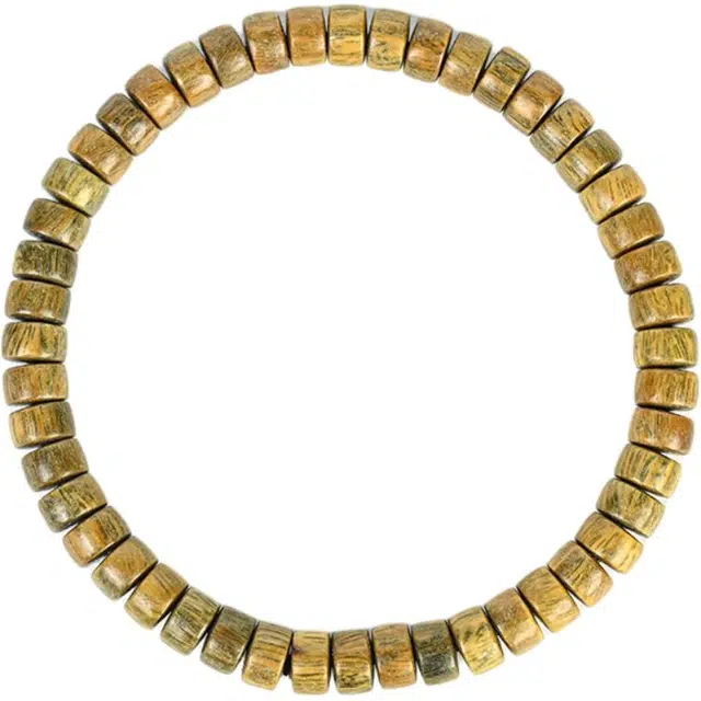 天纵 新中式国潮极简风文玩手饰 原木精工药片珠复古文艺转运珠 招财纳福 小众设计平安喜乐盘玩念珠 绿檀 木作手串 男女同款情侣款